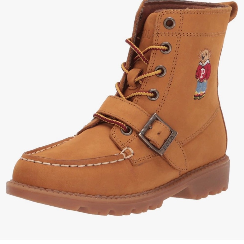 Ralph Lauren Polo Boys Ranger Hi Tan Cashew Leather Boots Size‎ 2.5